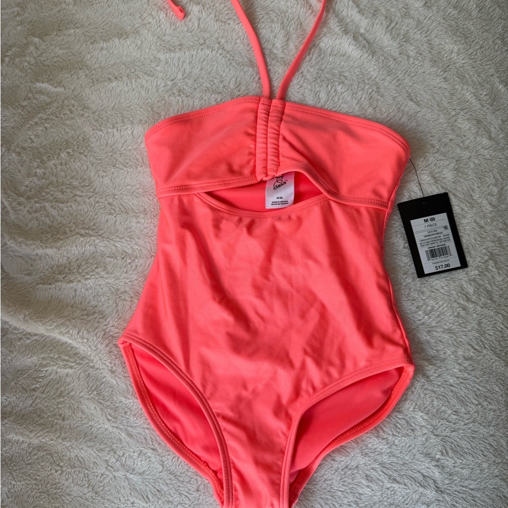 NWT Art Class Kids Swim One Piece in bright coral